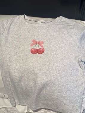Garage Gray Tee with Red Cherry Graphic